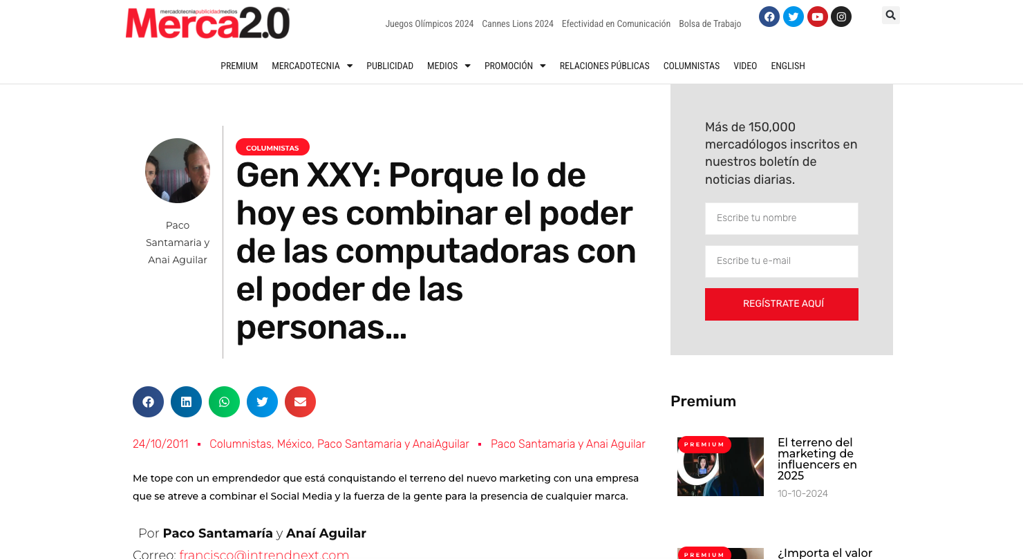 Gen XXY: Porque lo de hoy es combinar el poder de las computadoras con el poder de las personas… I Gerardo Sordo invitado a columna Gen XXY con Anaí Aguilar y Paco Santamaría en Merca 2.0